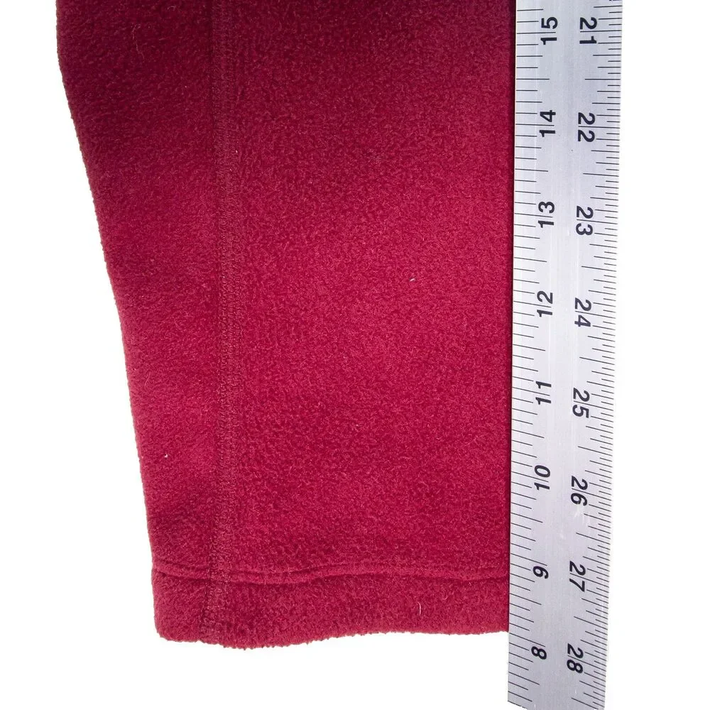 LL Bean Full Zip Fleece Jacket Mock Neck Men's Size XL Burgundy Gray